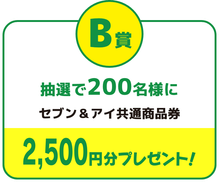 抽選で200名様にセブン＆アイ共通商品券2500円分プレゼント